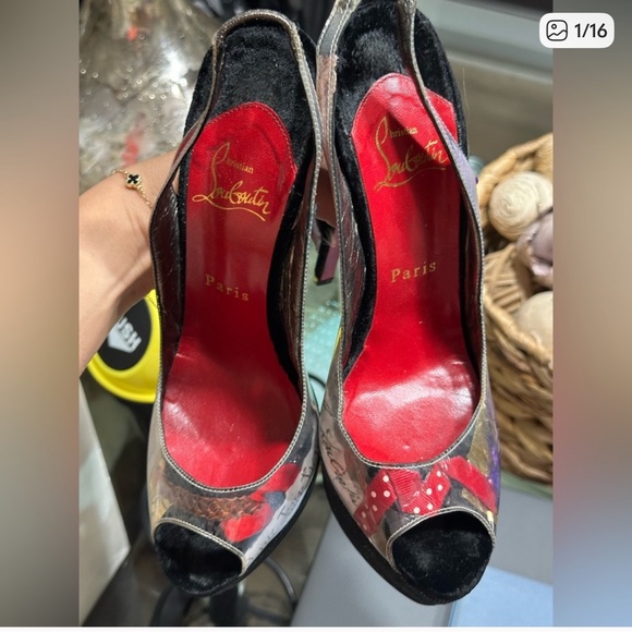 Christian Louboutin Red and Black trash Limited Edition Heels - Picture 1 of 9